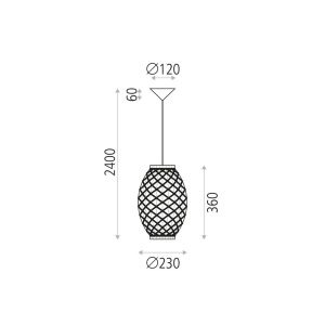 Lámpara colgante fibra natural esquema COIMBRA