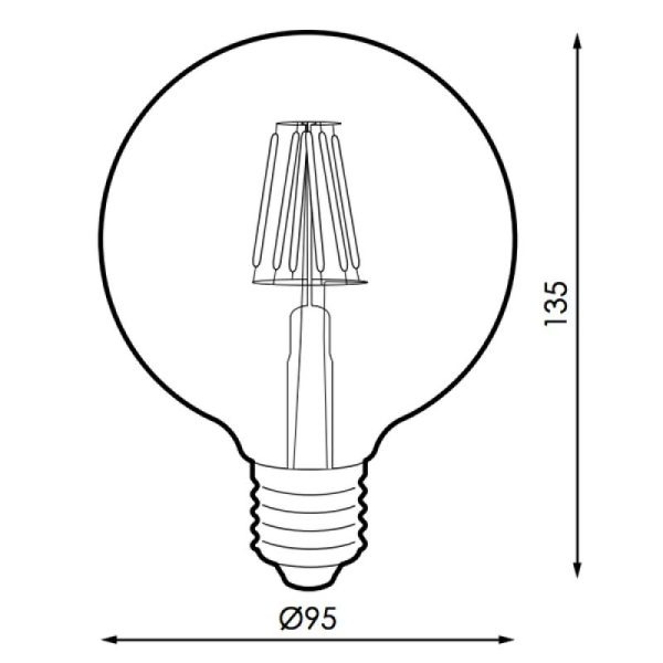 Bombilla led filamento ambar E27 G95