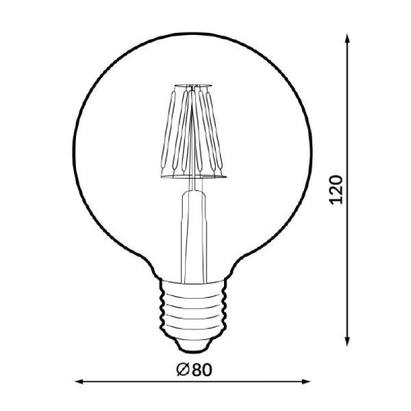 Bombilla led filamento ambar E27 G80