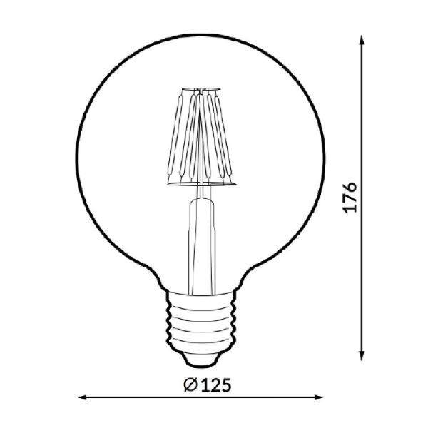 Bombilla led filamento espiral  ambar E27 G125