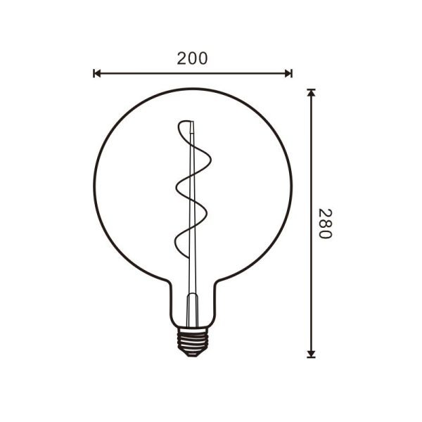 Bombilla led filamento espiral  ambar E27 280 mm