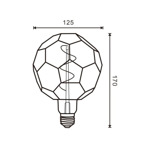 Bombilla led filamento ambar E27 G125 Ball