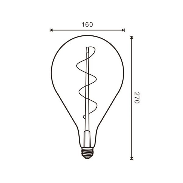 Bombilla led filamento espiral ambar E27 270 mm