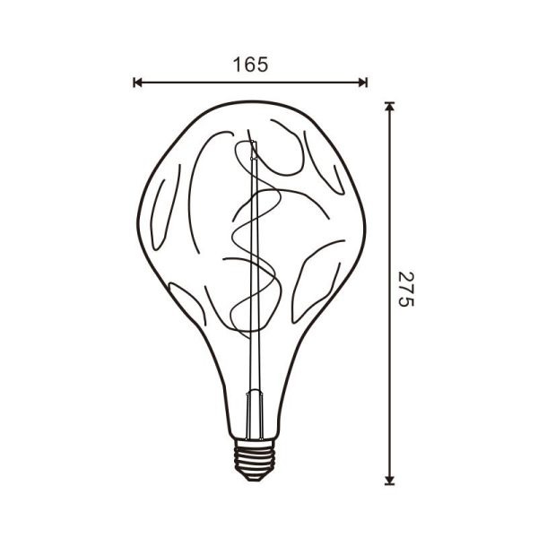 Bombilla led filamento espiral ambar E27 golpeada